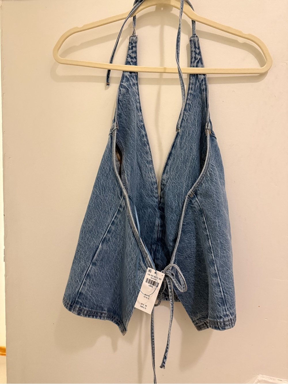 Abercrombie & Fitch Light Blue Denim Halter Tie-Back Tank